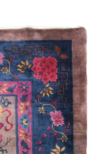 9x12 Antique Art Deco Rug Walter Nichols Rug Chinese Beige Purple Mandarin 