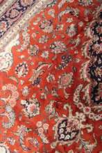 Load image into Gallery viewer, 7x10 Fine Silk Qumm Silk Ghhomm rug 100% Silk  foundation  Handmade Vintage Rug
