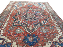 Load image into Gallery viewer, 10x13 Antique Rare Serrapi Rug Geometric Handmade Rug Rust 288cmx392cm c. 1880
