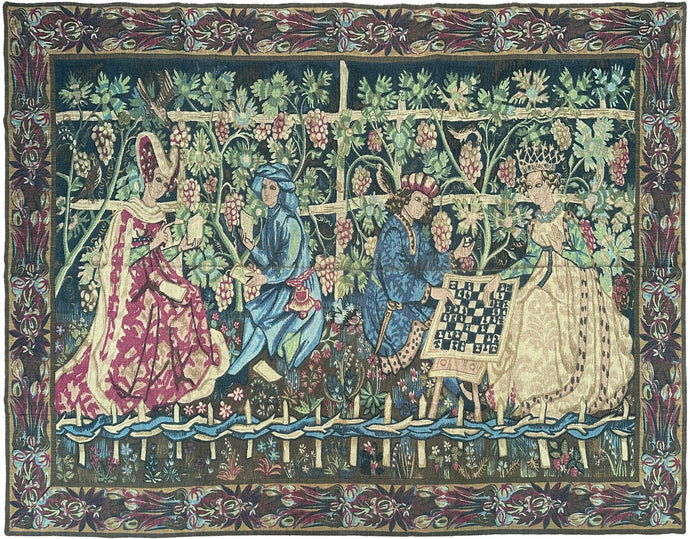 5x9 Antique French Tapestry Verdure Noblemen Royalty Verdure 158cm x 272cm 1920