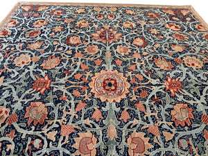 Vintage European Arts & Crafts Rug Donegal Design Blue 300cmx359cm 10x12 C.1950