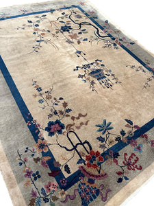 9x12 Tree of Life Walter Nichols Antique Chinese Art Deco Rug 275x351cm c.1920