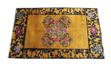 Load image into Gallery viewer, 4x7 Antique Art Deco Rug Antique Chinese Rug Walter Nichols Gold Black 122x203cm
