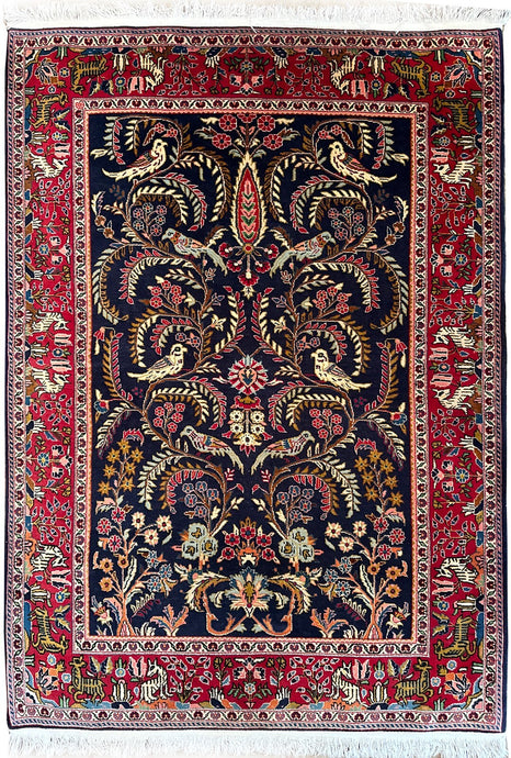 4x6 Antique Traditional oriental Tree of Life Rug Authentic Rug 117cm x 170cm