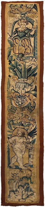  1x8 18th Century Antique Flemish Tapestry Handmade Wool & Silk31cm x 244