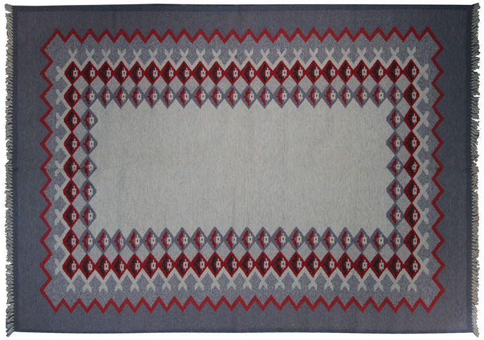 Vintage European Rug Hand Woven Geometric Tapestry 6x9 183cm x 275cm