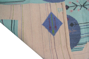 5x6 Vintage European Kilim Flatwoven Rug Art Deco Signed  145x 191cm Tapestry 