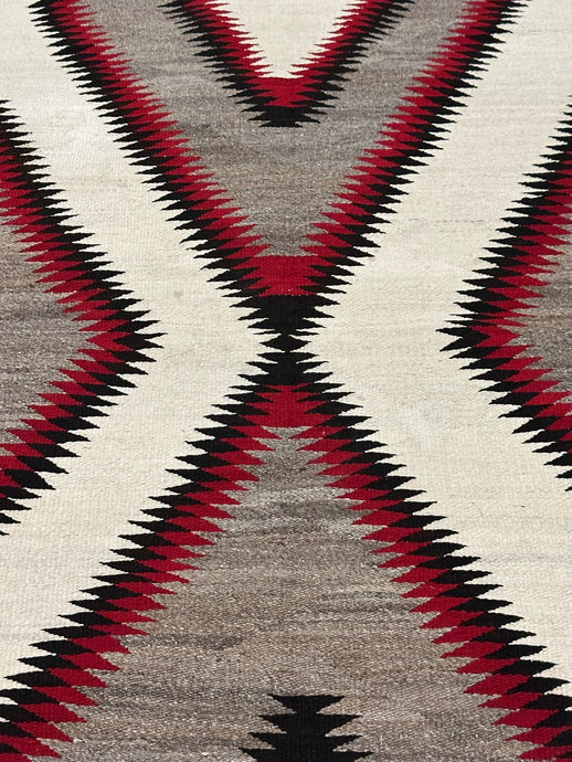 Vintage Navajo Rug Geometric Blanket Wool Rug 94cmx163cm Gray 3x5