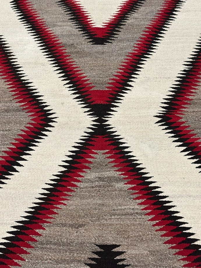 Vintage Navajo Rug Geometric Blanket Wool Rug 94cmx163cm Gray 3x5
