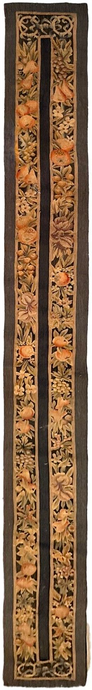  1' x 7' Fine Antique French Tapestry Floral Fruits Tapestry 31cm x 214cm c.1890