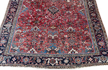 Load image into Gallery viewer, Antique Herriz Serrapi Rug Geometric 8x11 Carpet Red Rug 239cmx336cm c. 1920
