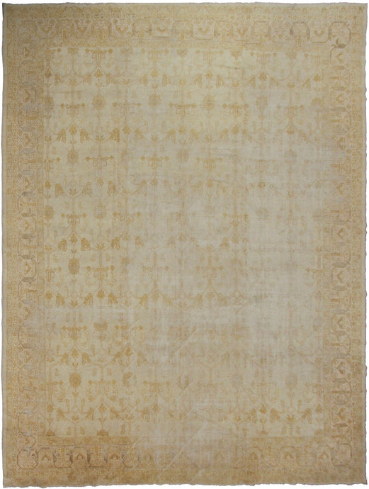 12x15 Auhtentic Antique Turkish Oushak Geometric  muted  366 x 442cm c.1880