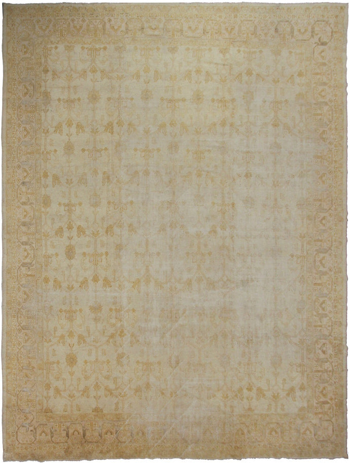 12x15 Auhtentic Antique Turkish Oushak Geometric  muted  366 x 442cm c.1880