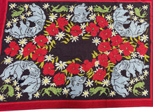 Load image into Gallery viewer, Antique English Needlepoint Tapestry Elephants 3x5 Black  102cm x 145cm C.1930
