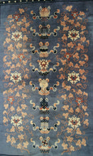 Load image into Gallery viewer, 4x6 Rare Antique Ninghshia Art Deco Rug Chinese Rug Peking Blue 130x185cm C.1900
