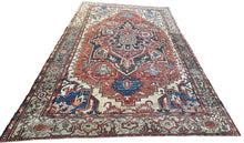 Load image into Gallery viewer, 10x13 Antique Rare Serrapi Rug Geometric Handmade Rug Rust 288cmx392cm c. 1880
