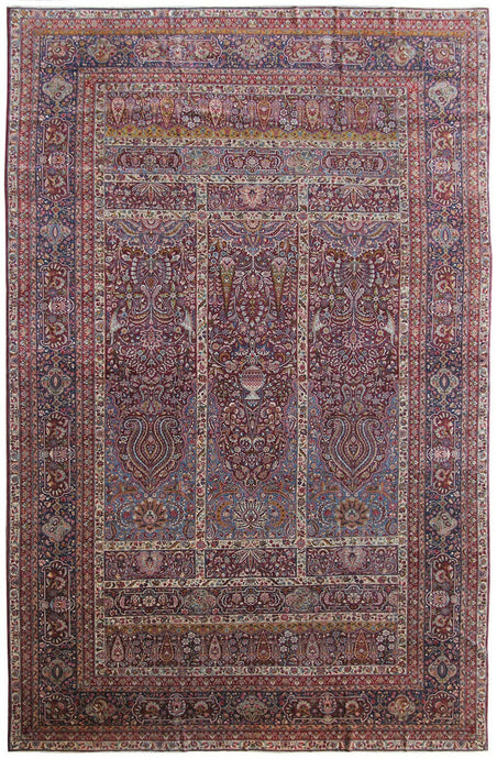 12'x20' Exceptional Antique Handmade Rug Vase Masterpiece Purple Red Kork 1890