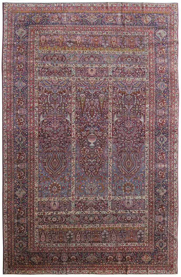 12'x20' Exceptional Antique Handmade Rug Vase Masterpiece Purple Red Kork 1890