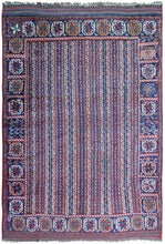 Load image into Gallery viewer, 5X7 Rare Antique Shirazz Rug Tribal Afshaar Ganjeh Design 160cmX196cm Blue C1890
