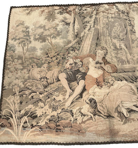 1920 Antique French Tapestry Verdure Fountain 4x6ft 125cm x 173cm