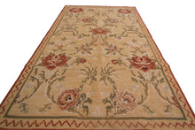 Load image into Gallery viewer, Vintage Tapestry European Needlepoint Beige 4x6 1960 Allover Geometric Rug
