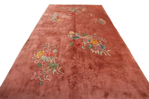 Rare Antique Art Deco Rug Antique Chinese 6X9 Rug 178x 262cm Pink C.1930