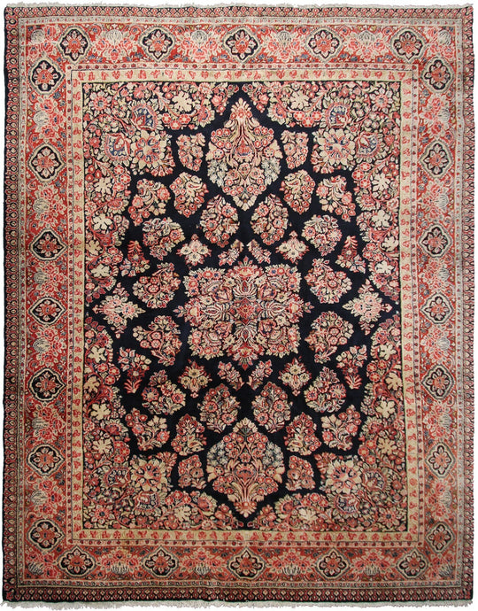 Antique Rug Exquisite Mohajjeran Handmade Rug Navy 1920 Authentic 9x12