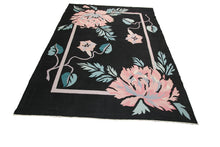 Load image into Gallery viewer, Rare Vintage Art Nouveau Rug Bold Art Deco Rug Black Handmade Rug Kilim 8x10
