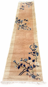 3x11 Vintage Chinese Peking Runner Art Deco Handmade Rug 74x323cm
