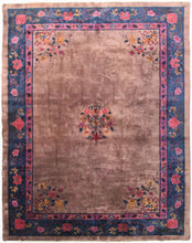 Load image into Gallery viewer, 9x12 Antique Art Deco Rug Walter Nichols Rug Chinese Beige Purple Mandarin 
