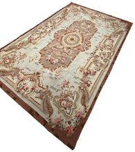 Load image into Gallery viewer, 6x7 Antique French Aubusson Rug Hand Woven 1880 ft Rare Design 178cm x 206cm

