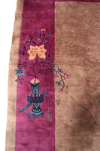 Load image into Gallery viewer,  9x12 Antique Art Deco Rug Chinese Rug Beige Walter Nichols Rug Purple 277x348cm

