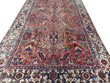Load image into Gallery viewer, Antique Serrapi Rug Geometric 8x11 Handmade Herriz Rug Rose 236cmx348cm c. 1920
