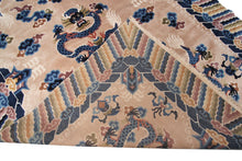 Load image into Gallery viewer, 5x8 Vintage Art Deco Rug Dragon Rug Chinese Peking Rug Beige 153cm x 244cm
