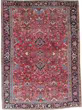 Load image into Gallery viewer, Antique Herriz Serrapi Rug Geometric 8x11 Carpet Red Rug 239cmx336cm c. 1920
