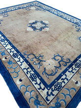 Load image into Gallery viewer,  9x12 Rare Antique Peking 5 paw dragon Chinese Rug Art Deco 279x353cm Rug C.1880
