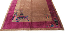 Load image into Gallery viewer,  9x12 Antique Art Deco Rug Chinese Rug Beige Walter Nichols Rug Purple 277x348cm
