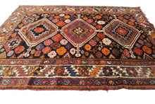 Load image into Gallery viewer, 5x7 Rare Antique Shirrazz Rug 1910 Tribal Rug Antique Geometric Rug Black

