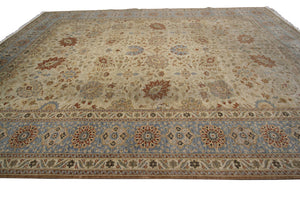 10x14 Vintage Oushak Rug Mahhal Blue Rug Handmade Rug Beige Blue