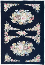 Load image into Gallery viewer, 6x9 Antique French Needlepoint Tapestry Victorian  Rug  Blue 181cmx265cm c.1930
