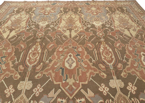  11x13 Vintage French Art Deco Rug Flat Woven Art Nouveau Rug 346cm x 401cm