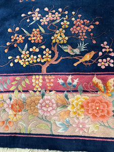 9x12 Antique Chinese Art Deco Rare Overall Floral 275cm x 351cm  c.1920