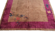 Load image into Gallery viewer,  9x12 Antique Art Deco Rug Chinese Rug Beige Walter Nichols Rug Purple 277x348cm
