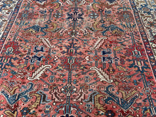 Load image into Gallery viewer, Antique Serrapi Rug Geometric 8x11 Handmade Herriz Rug Rose 236cmx348cm c. 1920
