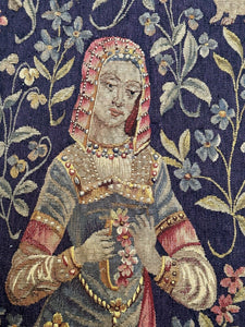 Antique French Aubusson Tapestry Rare Wool & Silk  Renaissance c.1890 132x155cm
