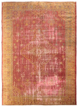 Load image into Gallery viewer, 9x12 Rare Authentic Antique Turkish Oushak Pink Rug 300cm x 345cm Rug  
