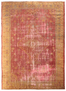 9x12 Rare Authentic Antique Turkish Oushak Pink Rug 300cm x 345cm Rug  