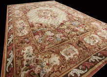 Load image into Gallery viewer, 10X14 Vintage French Savonnerie Rug Wool Pile Aubusson Beige 305cmx427cm
