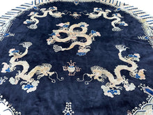 Load image into Gallery viewer, 8x8ft Round Antique Peking Art Deco Rug Chinese Rug Dragons  244cm x 244cm
