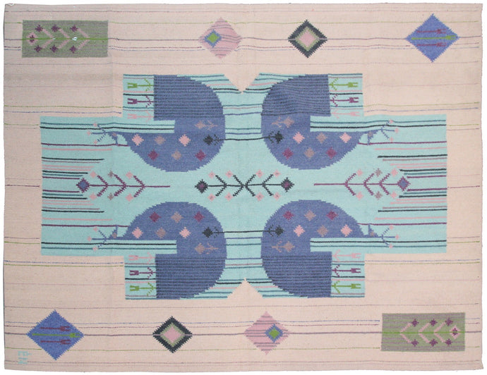 5x6 Vintage European Kilim Flatwoven Rug Art Deco Signed  145x 191cm Tapestry 